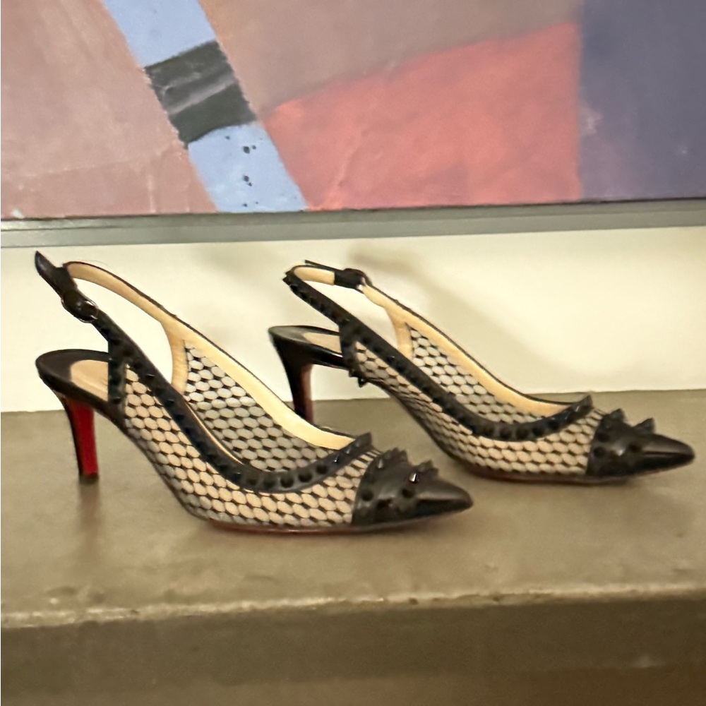 Christian Louboutin Black and Cream Shoes